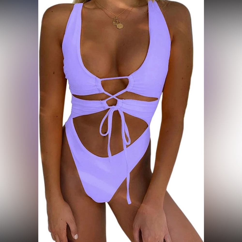 Sexy Cutout Lace Up High Cut swimsuit